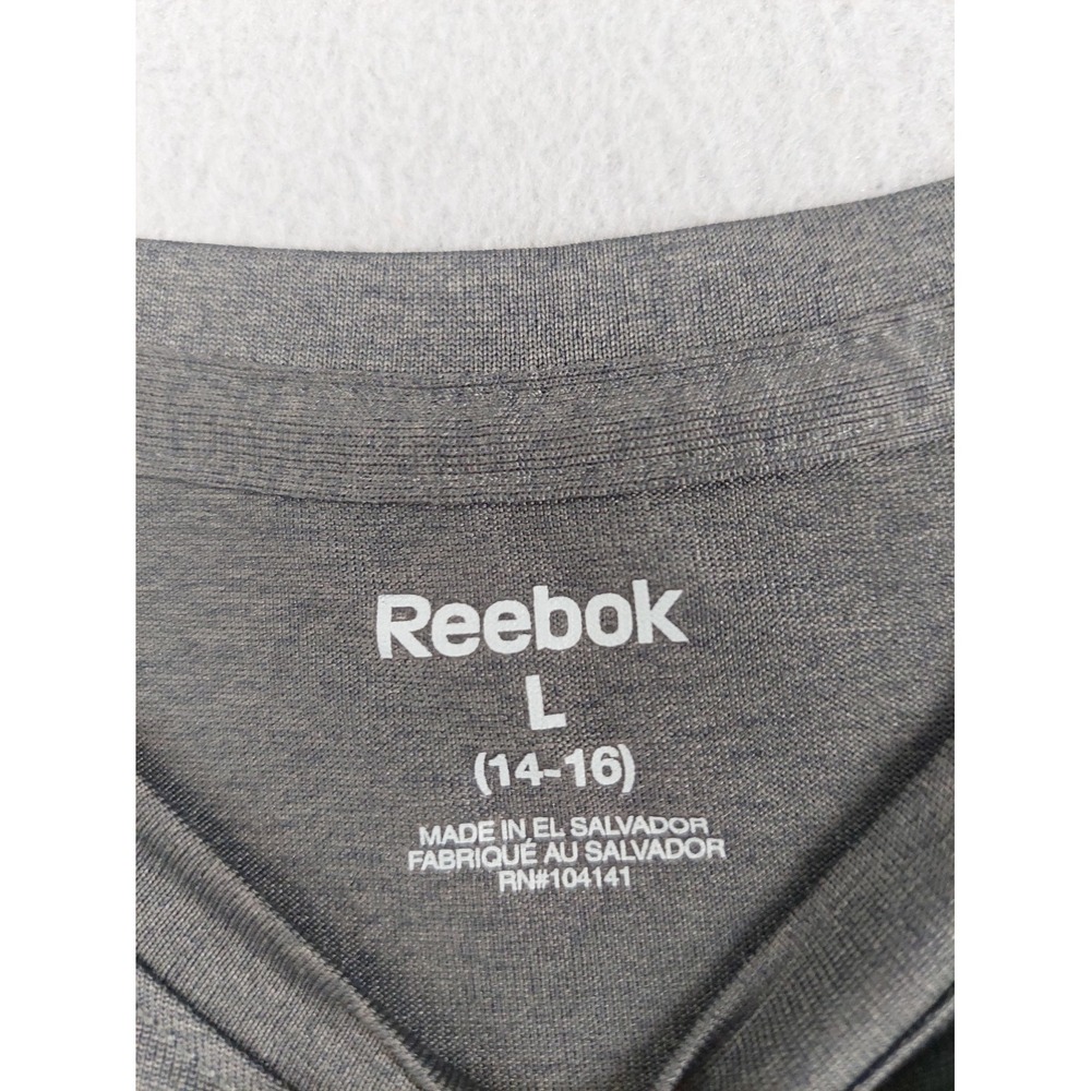Reebok Boy T Shirt L Gray Graphic Tee 100% Polyester Short Sleeve Round Neck - Picture 6 of 16